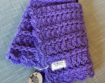 Ready to ship - Purple Soft Crochet Baby Girl Blanket - Perfect for Stroller - Car seat - Tummy Time.