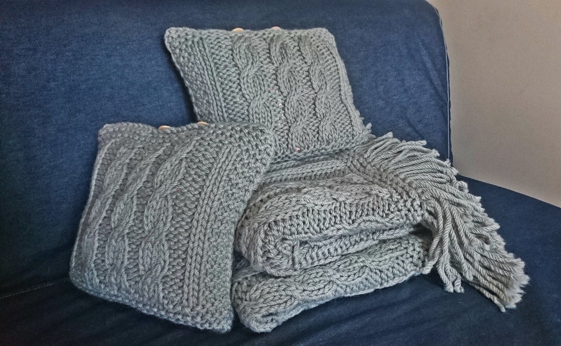 Braided Cable Knit Throw Blanket Gray Cable Knit Throw Blanket Chunky