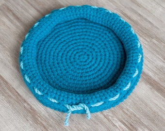 Haak kat mat - dikke wol kat mat - schattige kat bed - Oceaan kleur kat mat - blauw cat mat