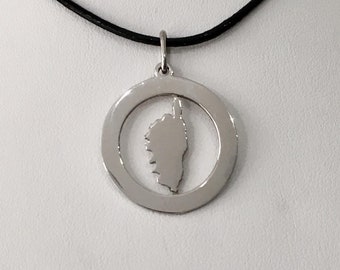 ROUND medal CORSE cut out of silver 925 (engraving and diamond options)