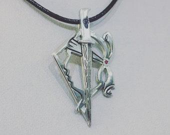 CORSE Dagger Pendant, Ruby, Black & White Diamonds