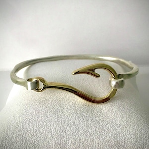 Silver and brass hook bracelet