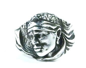 Silver Moor Head Ring 925 aged