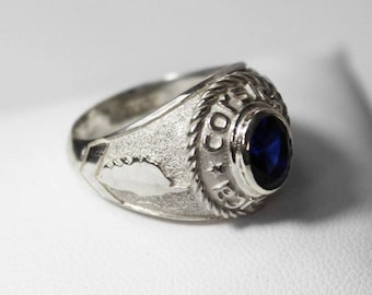 Signet ring "CORSICA" Silver 925 rhodium Zirconium Blue or Red