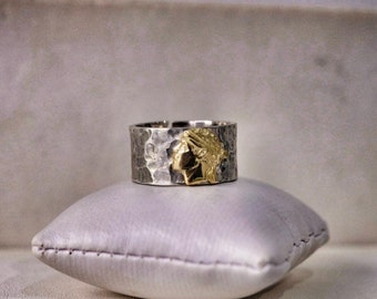 hammered GOLD and silver ring