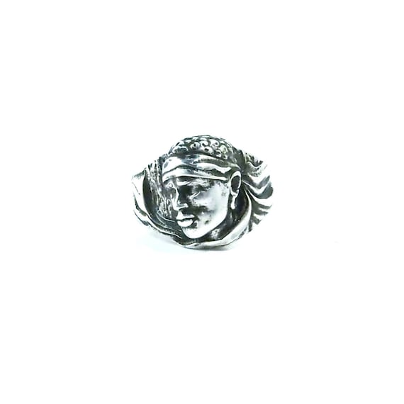 Silver Moor Head Ring 925 Aged Etsy
