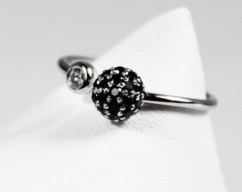 White and black diamond ring