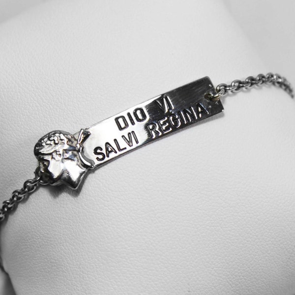 Bracelet "Dio vi salvi Regina " Chaîne Argent 925