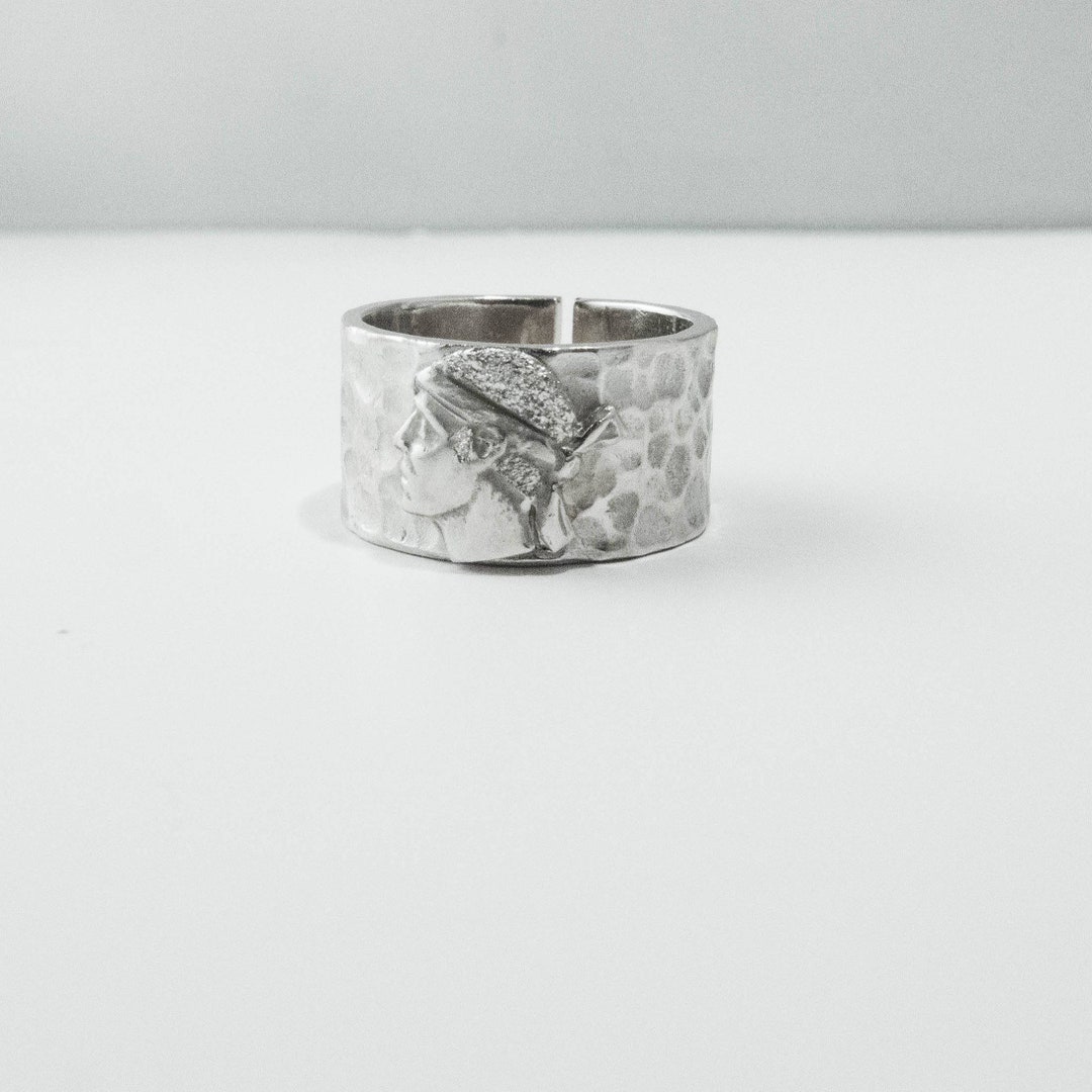 Hammered Moor's Head Ring in 925 Silver - Etsy