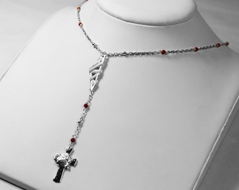 Corsica & Coral Rosary Necklace