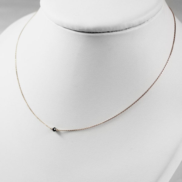 Yellow Gold and Black Diamond Chain Necklace