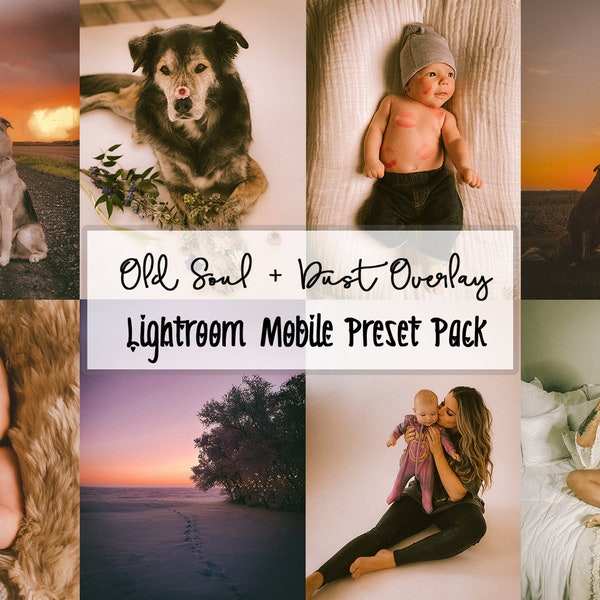 15 Old Soul Lightroom Mobile Preset Pack plus Dust Overlay