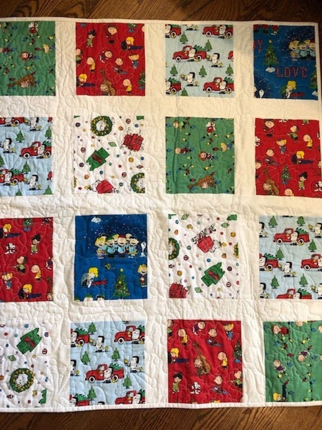 Peanuts, Snoopy Christmas Quilt Handmade Etsy