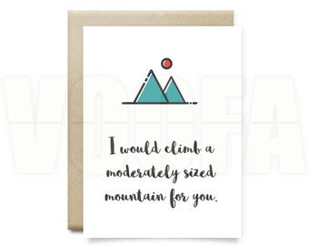 funny wife birthday card, anniversary gifts for women, best friend birthday gift, printable mountain card, instant download card DP33