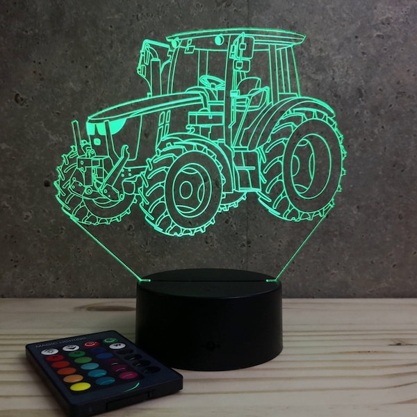 Lampe de chevet personnalisable veilleuse illusion 3D Tracteur agricole John Deere 16 couleurs & télécommande