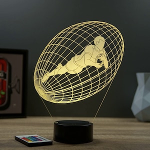 Lampe de chevet personnalisable veilleuse illusion 3D Ballon de Rugby Essai 16 couleurs & télécommande image 1