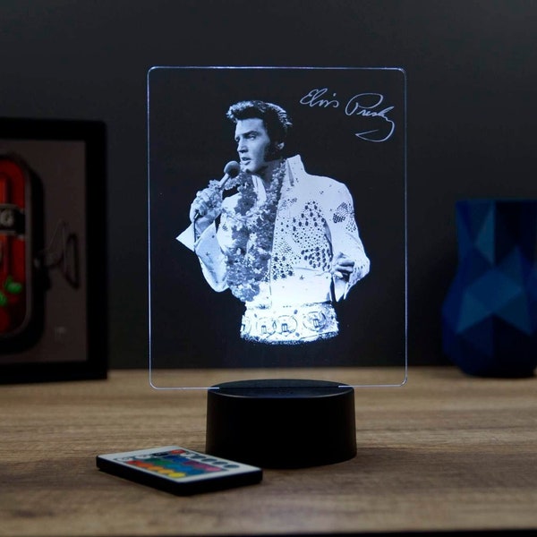 Lampe de chevet personnalisable veilleuse illusion 3D Elvis Presley illusion Led 16 couleurs & télécommande