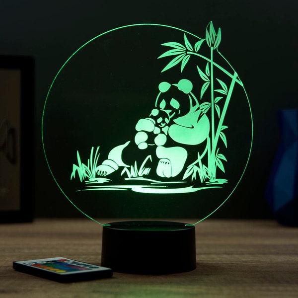 Lampe de chevet personnalisable veilleuse illusion 3D Panda personnalisable - 16 couleurs & télécommande