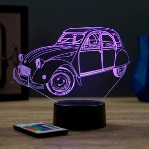 Lampe de chevet personnalisable veilleuse illusion 3D 2CV Citroën 16 couleurs & télécommande image 1