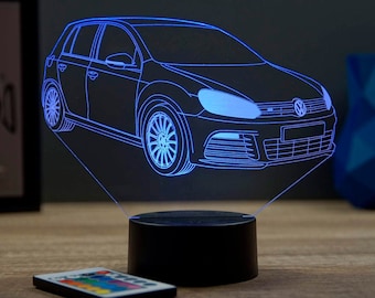 Lampe de chevet personnalisable veilleuse illusion 3D Golf 6 R - 16 couleurs & télécommande
