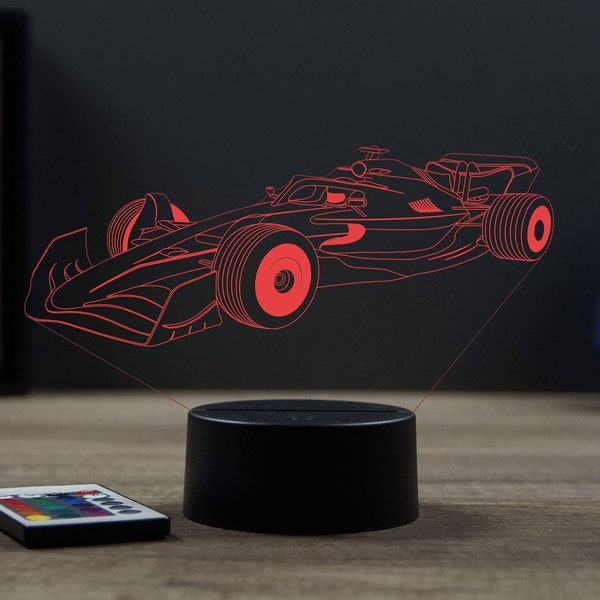 Personalisierbare Glasuchuche Lampe 3D Formule 1 -16 couleurs & télécommande