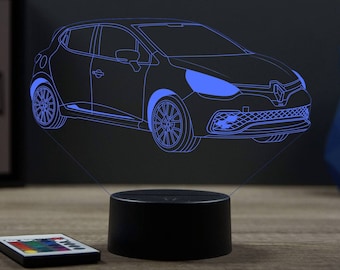 Lampe de chevet personnalisable veilleuse illusion 3D Renault Clio 4 RS 16 couleurs & télécommande