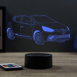 Lampe de chevet personnalisable veilleuse illusion 3D Renault Clio 4 RS 16 couleurs & télécommande image 1