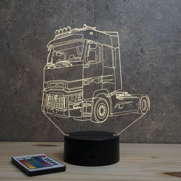 Lampe de chevet personnalisable veilleuse ilusión 3D Camion Renault Magnum pour cadeau anniversaire fête collection déco