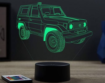 Lampe de chevet personnalisable veilleuse illusion 3D Toyota Land Cruiser FJ73 - 16 couleurs & télécommande