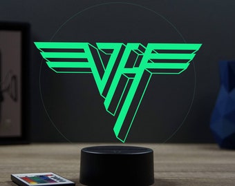 Lampe de chevet personnalisable veilleuse illusion 3D Van Halen 16 couleurs & télécommande