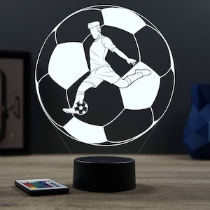 Lampe Veilleuse Sport Ballon de Football Shoot Personnalisable – 16 Couleurs avec Télécommande Idée Cadeau Enfant Adulte Fabriquée en France