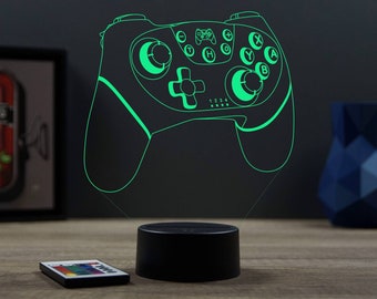 Lampe de chevet personnalisable veilleuse illusion 3D Manette de jeu Nintendo - 16 couleurs & télécommande