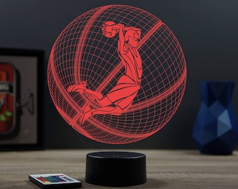 Lampe de chevet personnalisable veilleuse illusion 3D Ballon de Basket Dunk personnalisable - 16 couleurs & télécommande