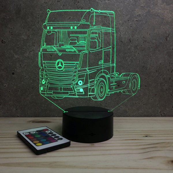 Lampe de chevet gepersonaliseerde sluierleuse illusion 3D Camion Mercedes Actros voor verjaardagscadeau collectie déco