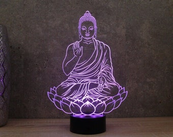 Lampe de chevet veilleuse illusion 3D Bouddha 16 couleurs & télécommande