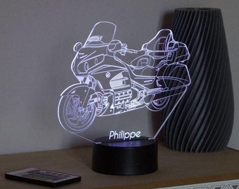 Lampe de chevet personnalisable veilleuse illusion 3D Honda Goldwing - 16 couleurs & télécommande