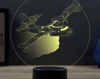 Gepersonaliseerde LED Canadair Lamp – Vliegtuig Nachtlamp – 16 kleuren met afstandsbediening