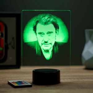 Lampe de chevet personnalisable veilleuse illusion 3D Johnny Hallyday 16 couleurs & télécommande image 9