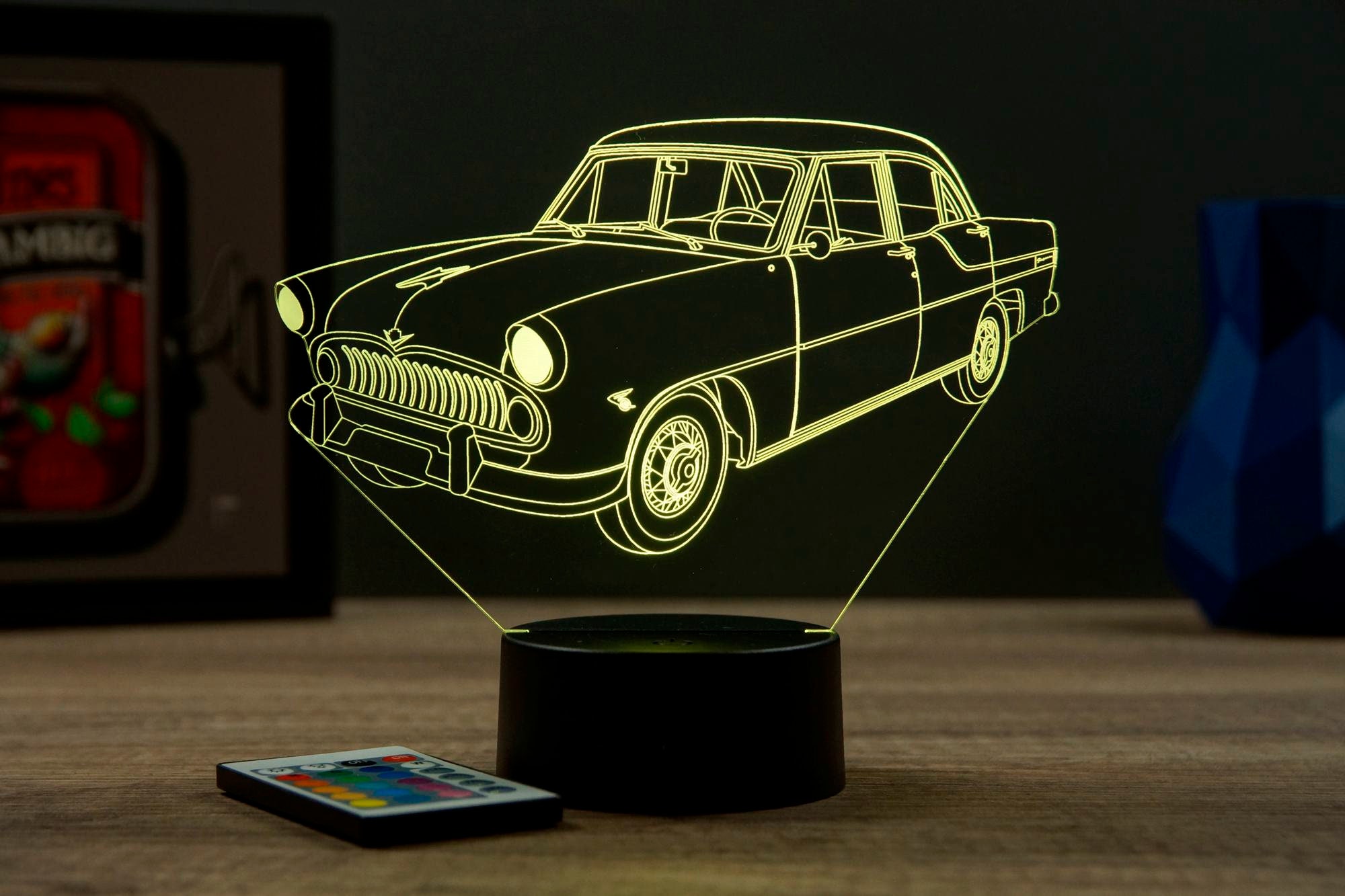 Lampada 3D Camion Con Illusione Ottica – Luce Notturna LED A 16 Colori, Base Acrilica USB, Decorazione Da Tavolo