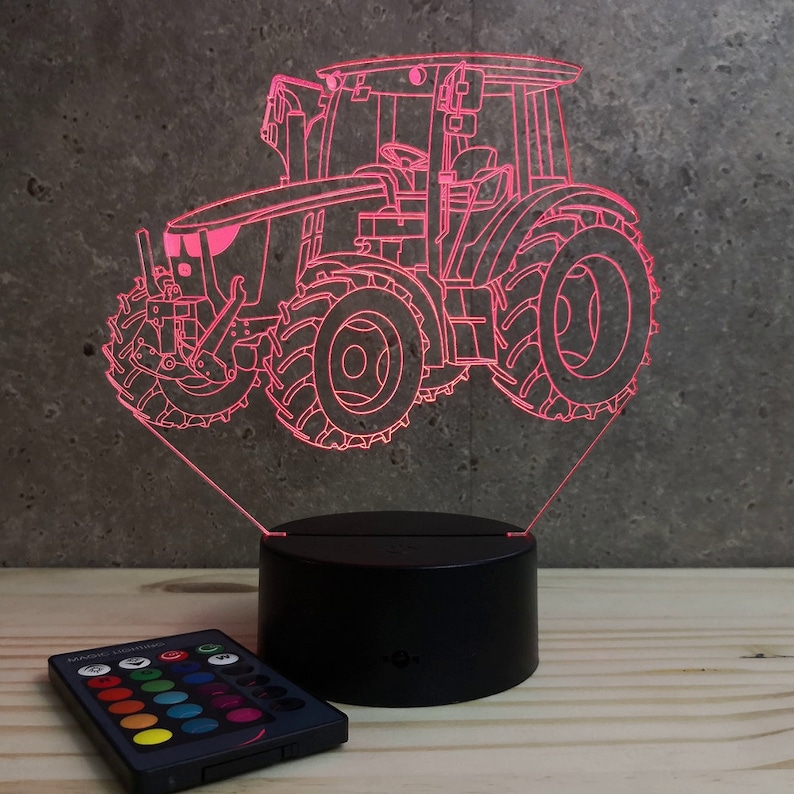 Lampe de chevet personnalisable veilleuse illusion 3D Tracteur agricole John Deere 16 couleurs & télécommande image 5