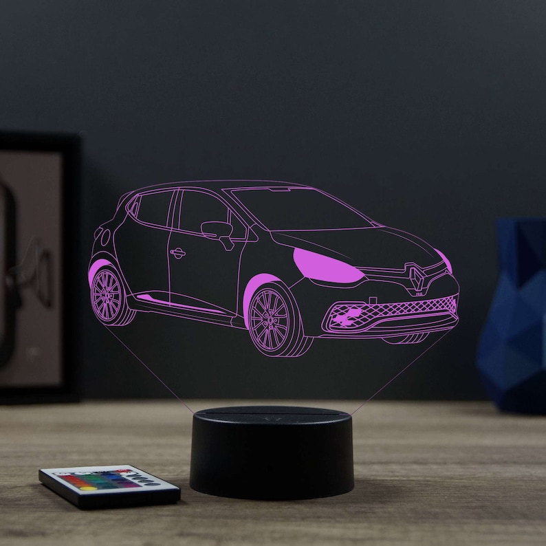 Lampe de chevet personnalisable veilleuse illusion 3D Renault Clio 4 RS 16 couleurs & télécommande image 9