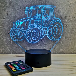 Lampe de chevet personnalisable veilleuse illusion 3D Tracteur agricole John Deere 16 couleurs & télécommande image 7