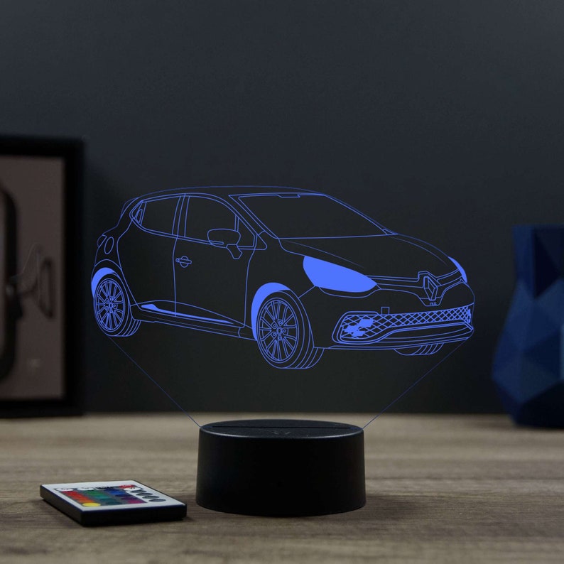 Lampe de chevet personnalisable veilleuse illusion 3D Renault Clio 4 RS 16 couleurs & télécommande image 6