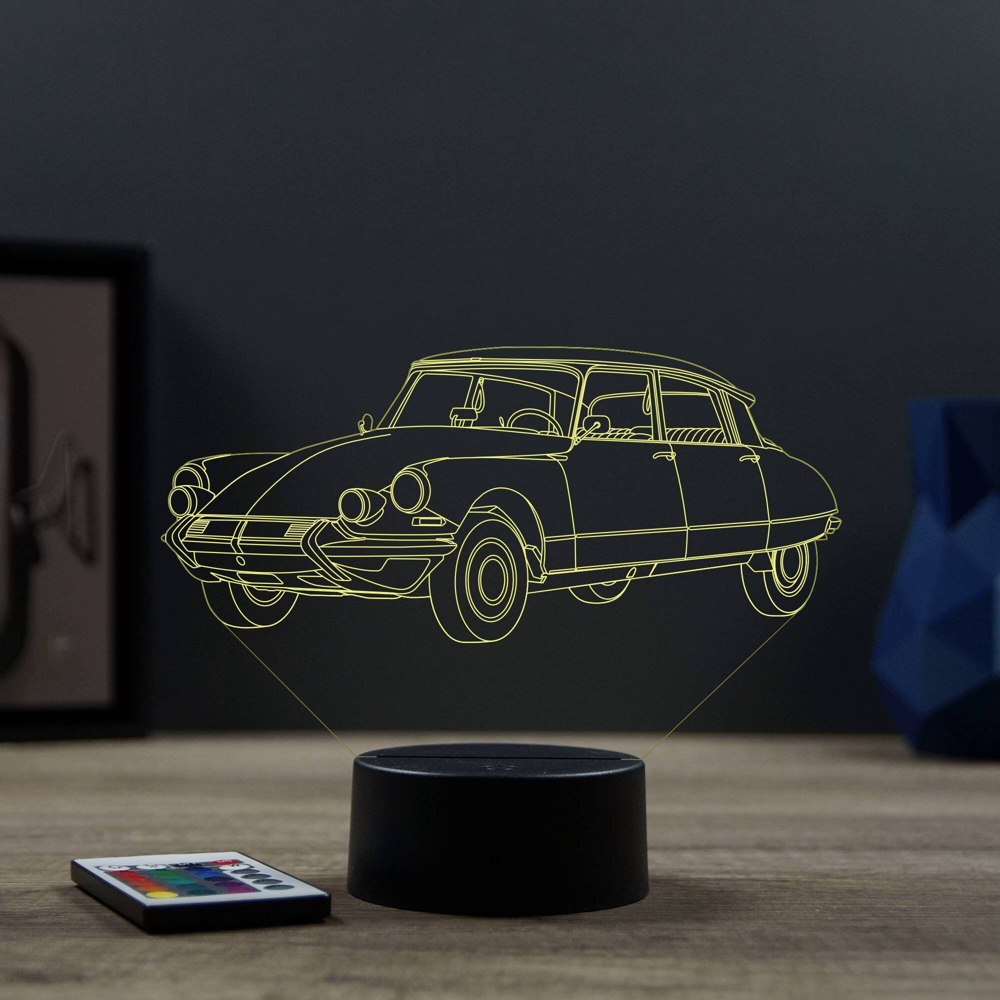 Lampe 3D Citroën DS21 Pallas 1964 Personnalisable - 16 Couleurs, Veilleuse LED, Nom/Message