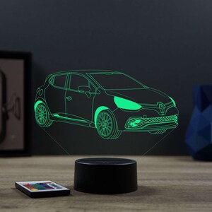 Lampe de chevet personnalisable veilleuse illusion 3D Renault Clio 4 RS 16 couleurs & télécommande image 5