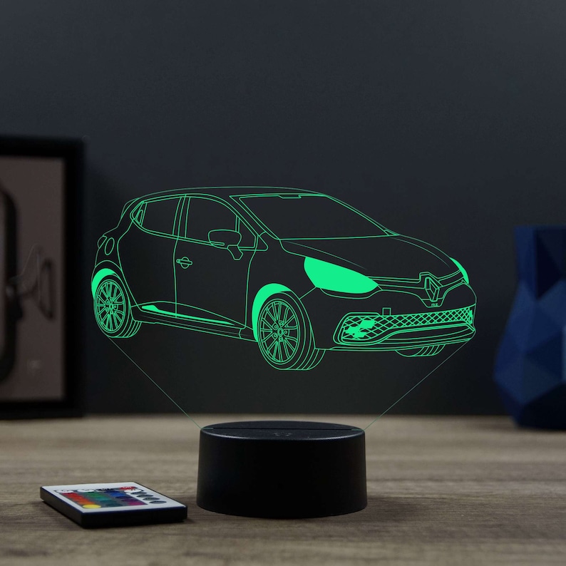 Lampe de chevet personnalisable veilleuse illusion 3D Renault Clio 4 RS 16 couleurs & télécommande image 5