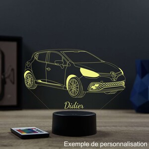 Lampe de chevet personnalisable veilleuse illusion 3D Renault Clio 4 RS 16 couleurs & télécommande image 2