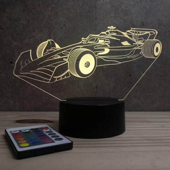 Lampe De Chevet Personnalisable Veilleuse Illusion 3D Formule 1 16 Couleurs  & Télécommande 