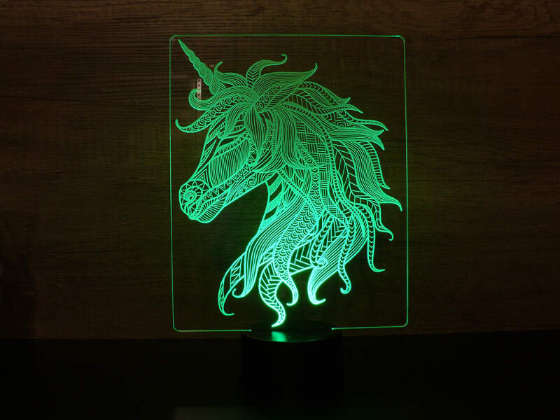 Lampe Licorne 3D Personnalisable Avec Nom - 16 Couleurs LED, Télécommande - Veilleuse Ambiance Chambre Enfant Ou Adulte