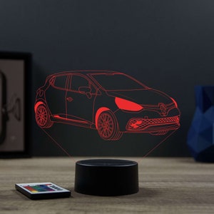 Lampe de chevet personnalisable veilleuse illusion 3D Renault Clio 4 RS 16 couleurs & télécommande image 8